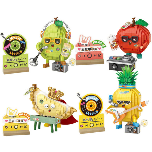 Fruit Band Micro Building Blocks - Pear, Apple, Durian, Pineapple - Mr.Froger Toy Collection