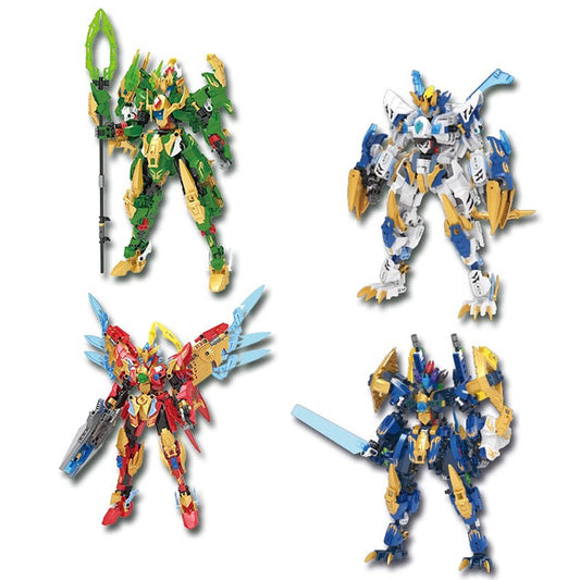 Four Sacred Beasts Transforming Mech Building Blocks Set - Mr.Froger Toy Collection